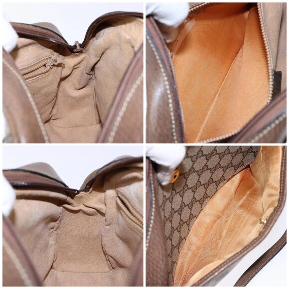 GUCCI GG Supreme Web Sherry Line Shoulder Bag PVC Beige Gold Auth sw1153 - Picture 16 of 16